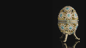 Gold Easter Egg with Blue and White Flowers