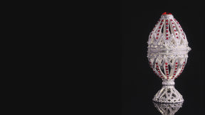 Silver Easter Egg with Red Crystals & Hearts