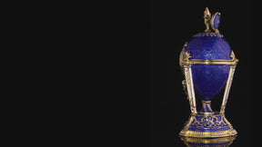 Royal Blue & Gold Clock Egg Trinket Box with Secret Compartment & Detachable Star