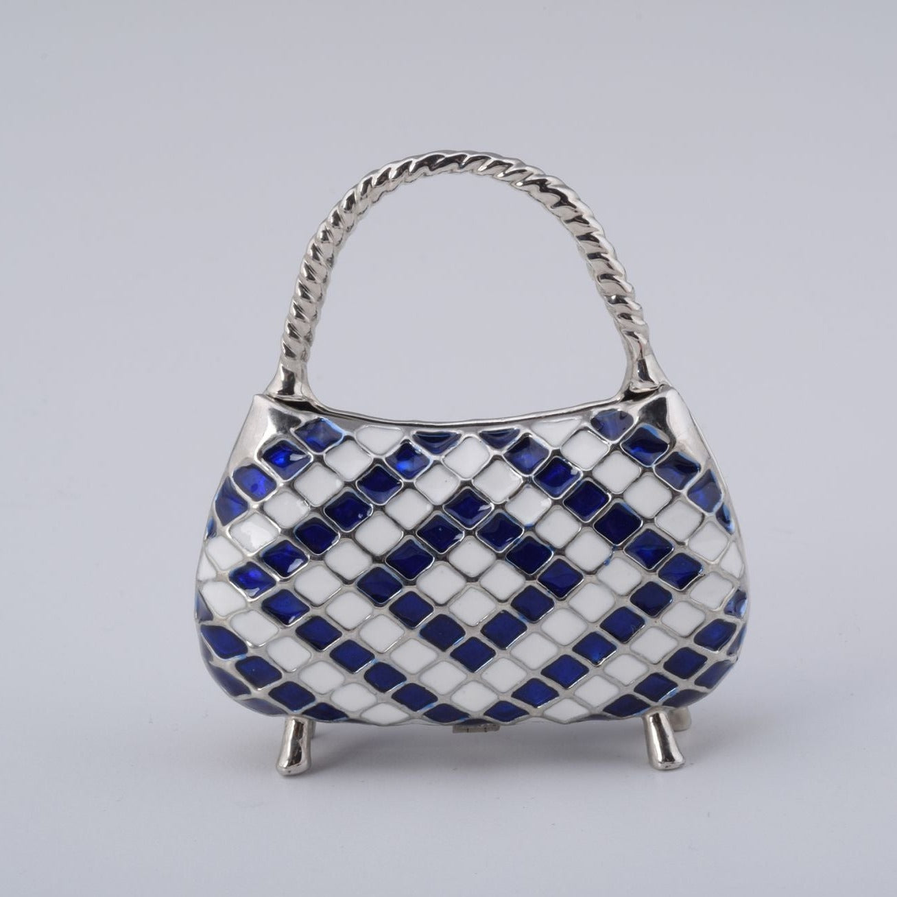 Boîte à bijoux sac femme bleu et blanc