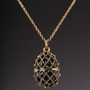 Black Egg Pendant Locket Necklace