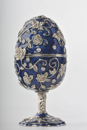 Blue Faberge Egg with Frog Inside