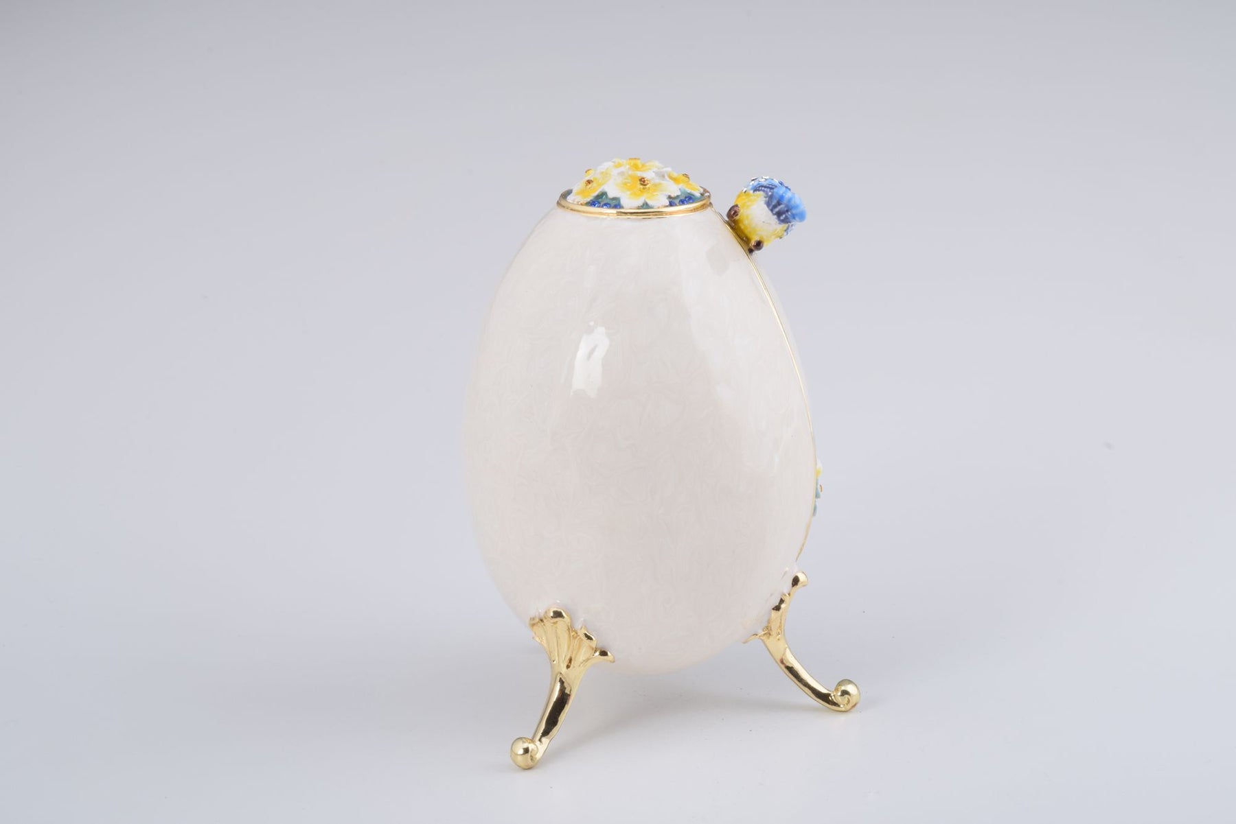 Birds and Flowers White Faberge Egg