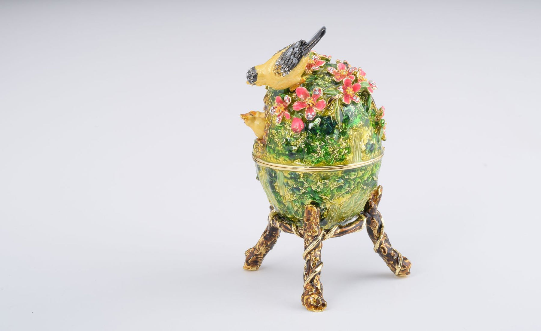 Bird Nest Faberge Style Egg with a Perl on Top