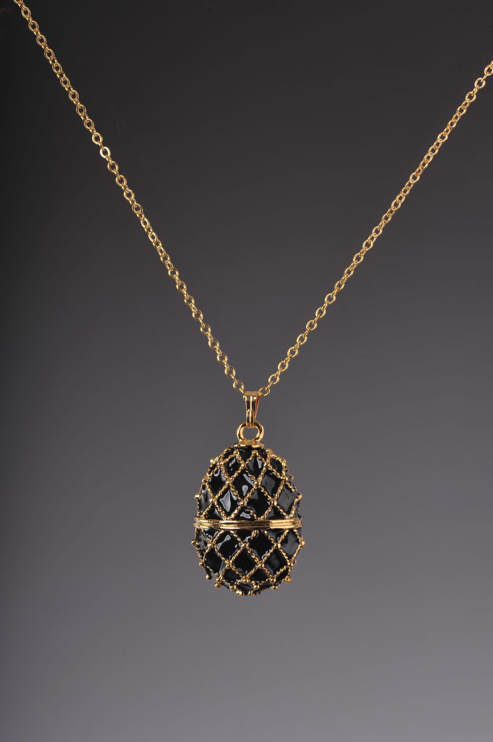 Black Egg Pendant Locket Necklace