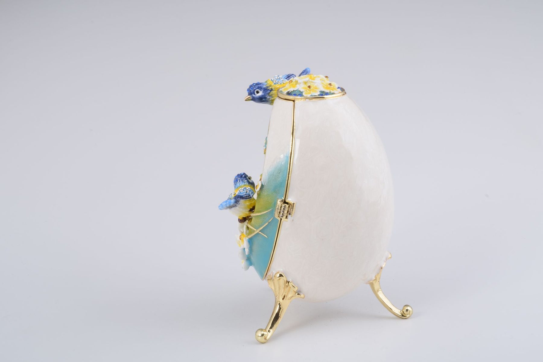 Birds and Flowers White Faberge Egg