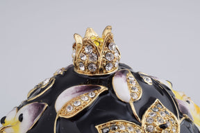 Black Faberge Egg Decorated with Bees and Flowers