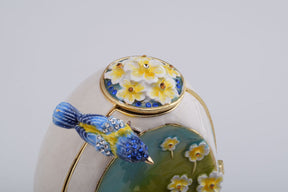 Birds and Flowers White Faberge Egg