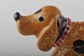 Brauner Hund mit rotem Halsband