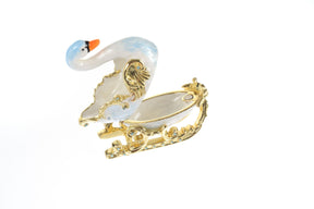 Swan on golden sled Trinket Box