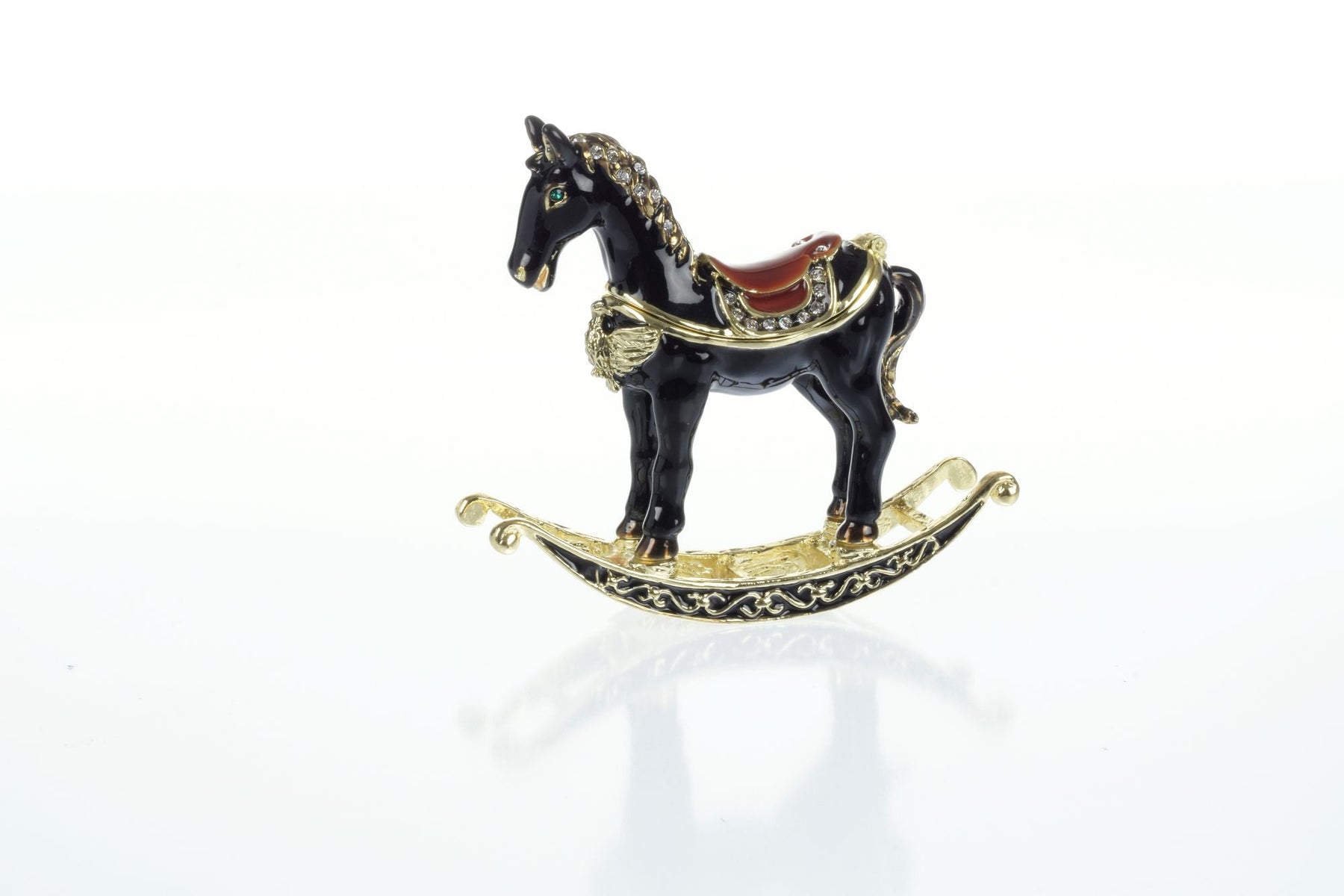 Black & Gold vinatage Rocking Horse Trinket Box