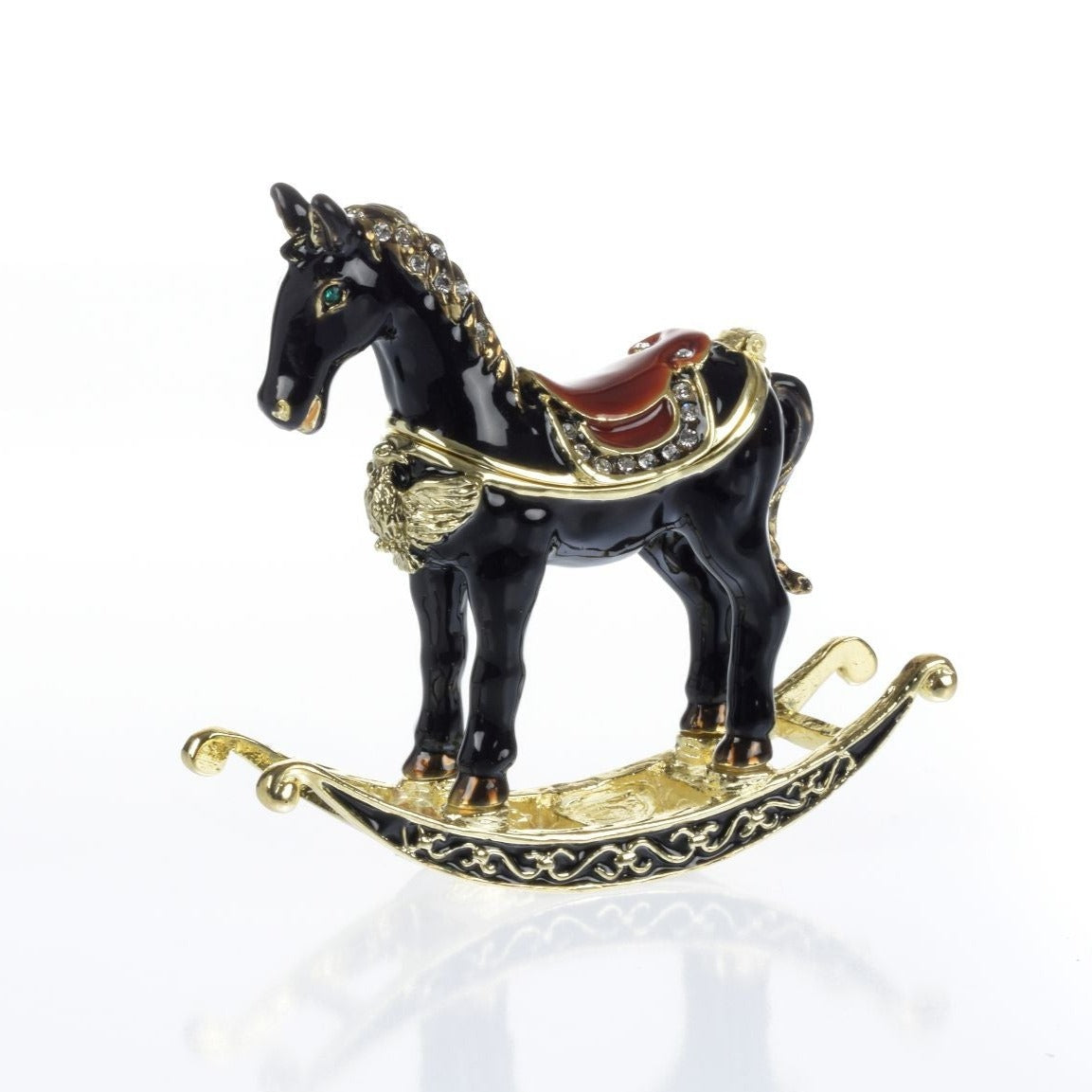 Black & Gold vinatage Rocking Horse Trinket Box