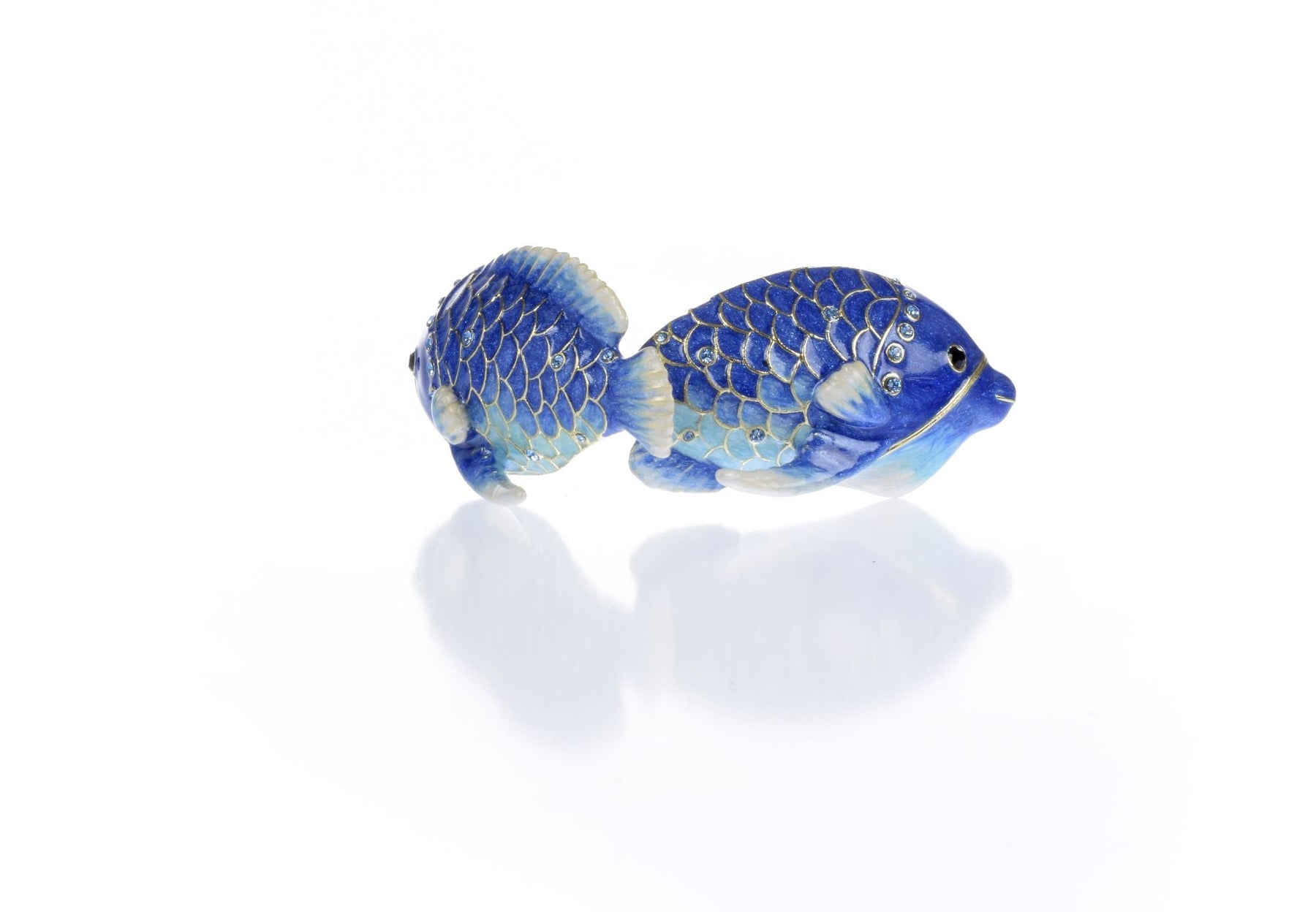 Boîte à bijoux poisson arc-en-ciel bleu
