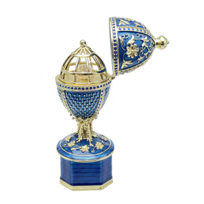 Boîte à bijoux Œuf de Fabergé bleu avec colombes