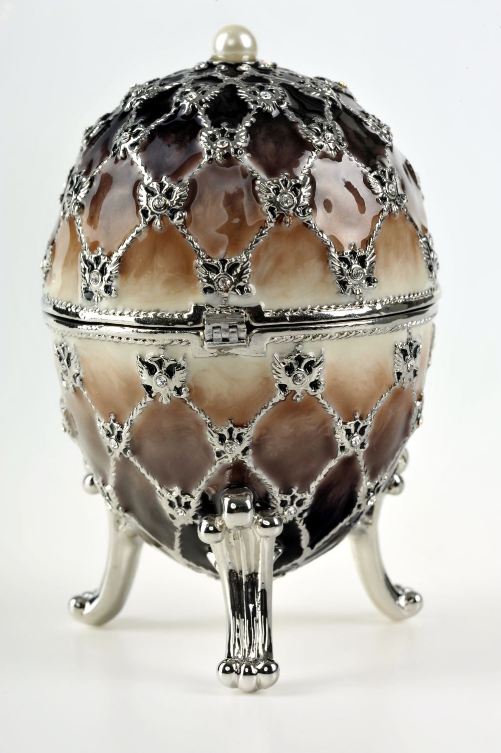 Oeuf de Fabergé marron avec horloge à quartz
