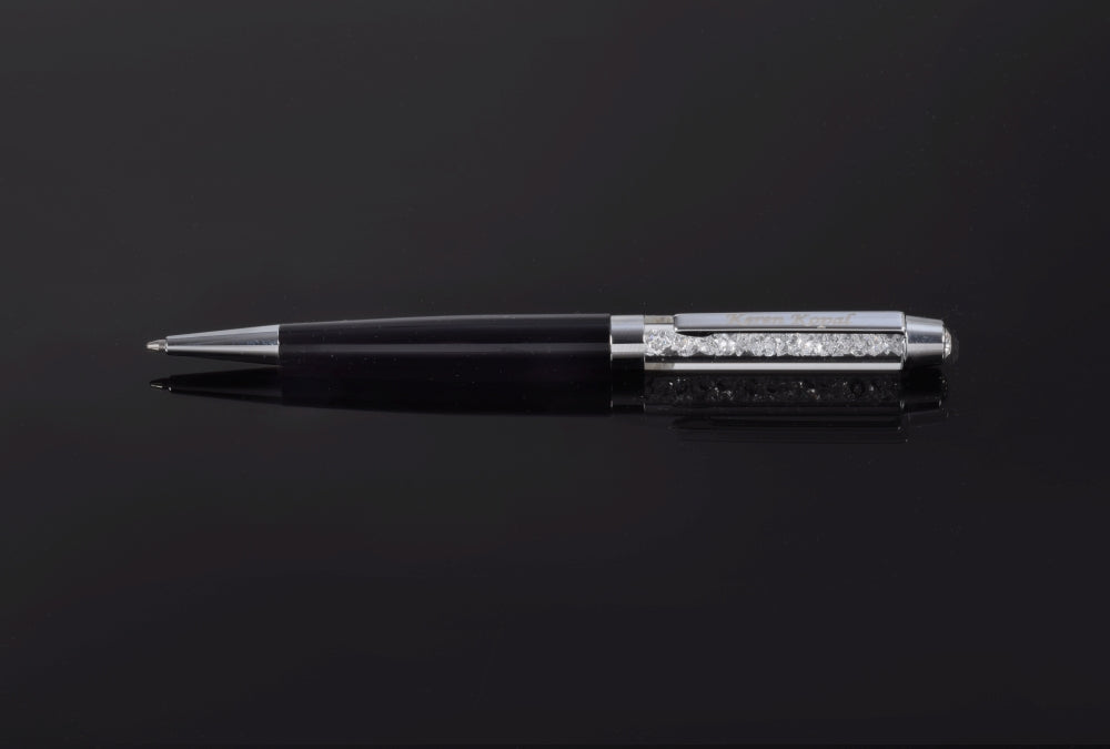 Schwarzer Stift mit Swarovski-Kristallen