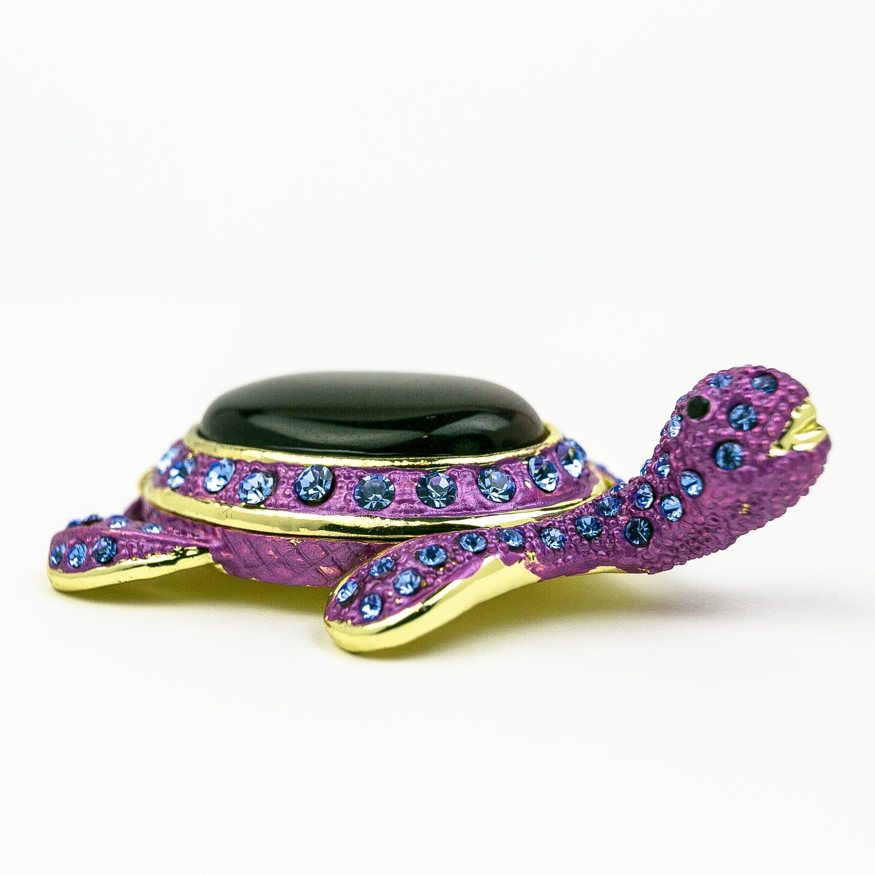 Violet Turtle Decorated with Blue Crystals