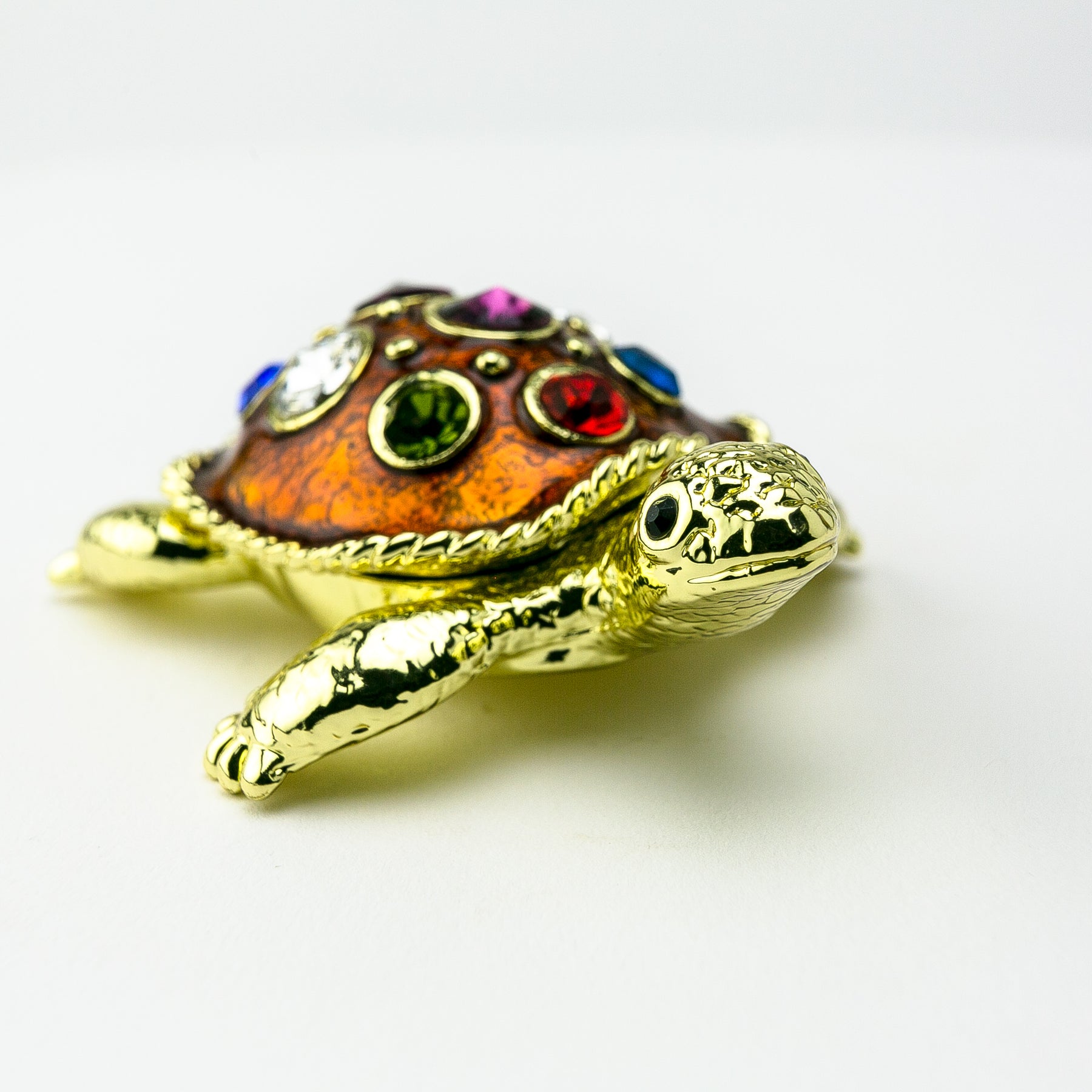 Golden Turtle Decorated with Colorful Crystals