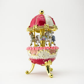 Red Wind up Horse Carousel Faberge Egg