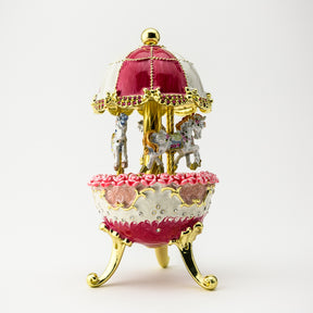 Red Wind up Horse Carousel Faberge Egg