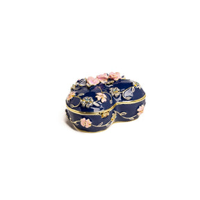 Blue Decorative Trinket Box with Flowers