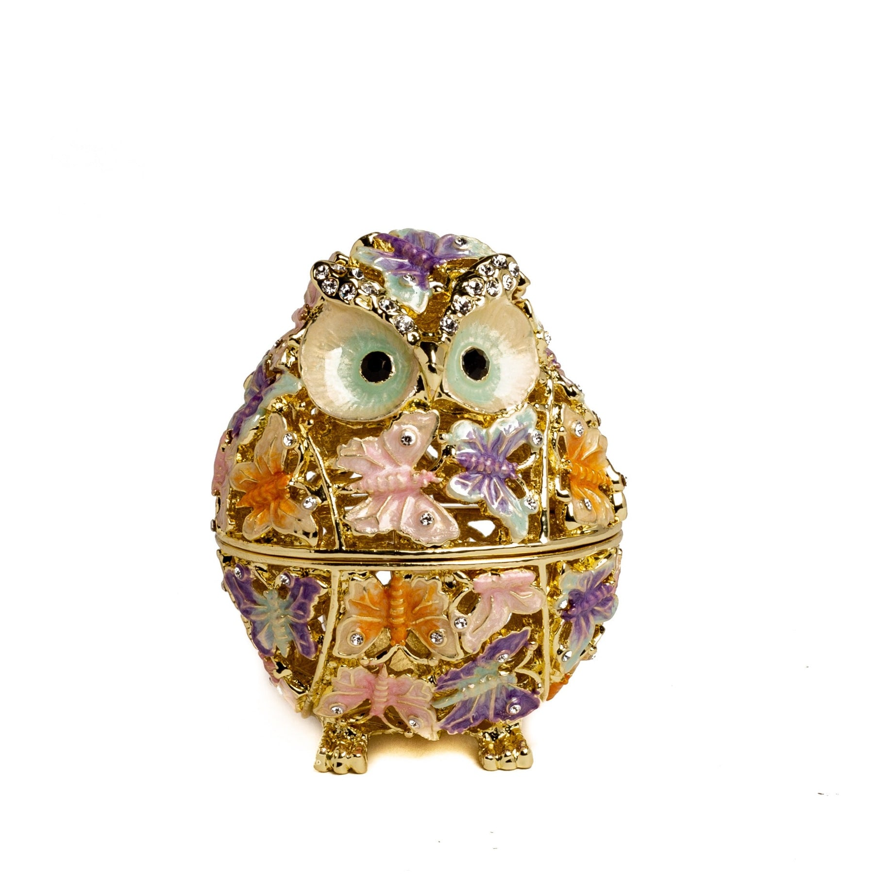 Golden Owl Decorated with Butterflies