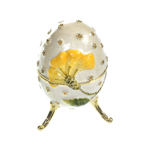 Boîte à musique blanche avec fleur jaune Fur Elise de Beethoven Faberge Egg