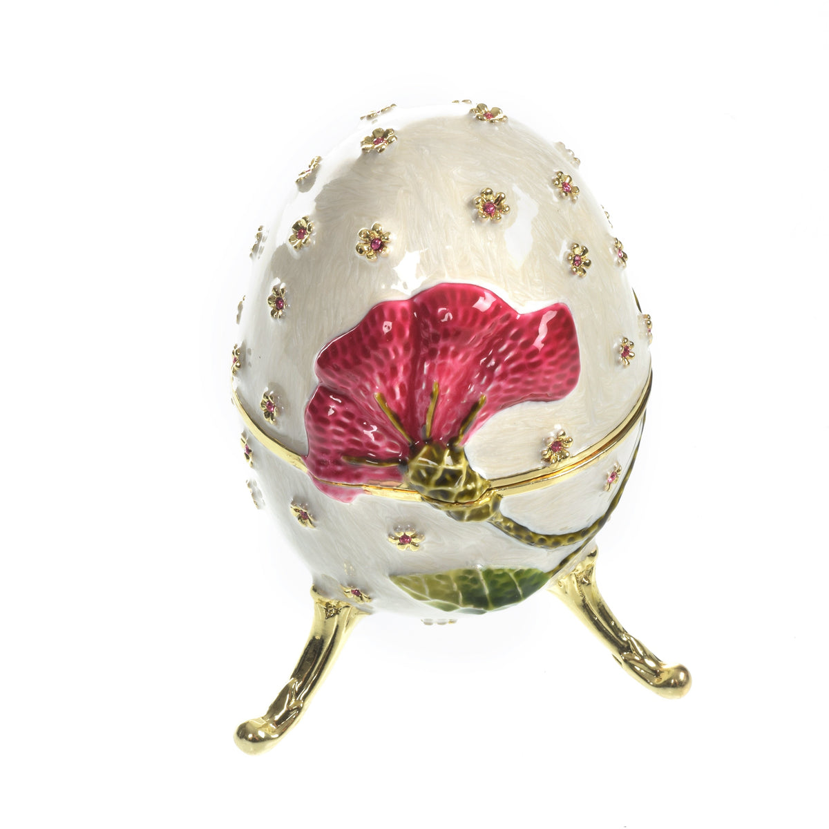 Boîte à musique blanche avec fleur rouge Fur Elise de Beethoven Faberge Egg