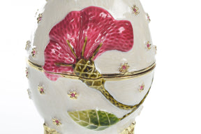 White with red flower Music box Fur Elise by Beethoven Faberge Egg