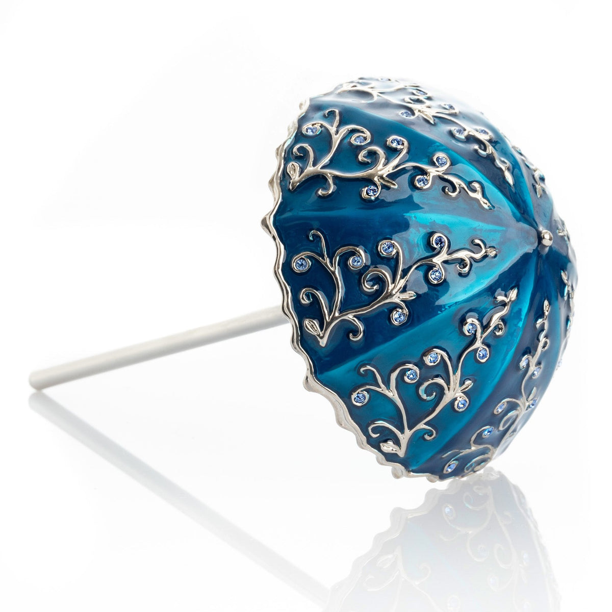 Boîte à bijoux parapluie bleu faite à la main avec des cristaux Swarovski