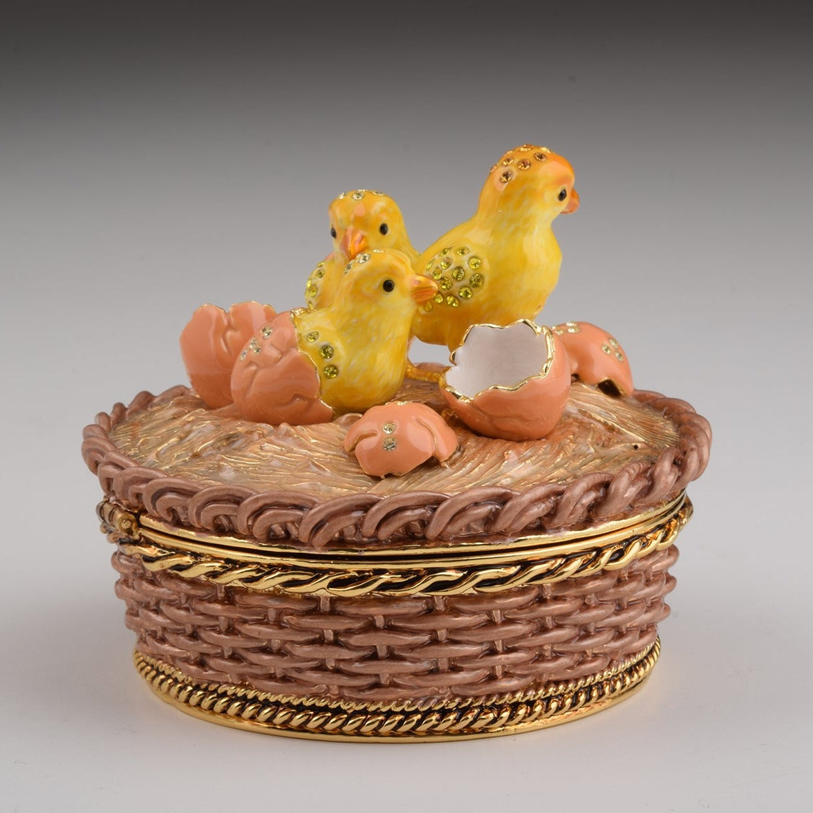 Brown basket with Baby Chicks &eggs