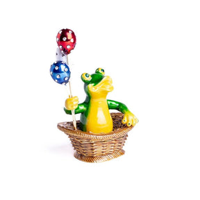 Frog Sitting in a Basket Holding Balloons Baby Shower Keren Kopal
