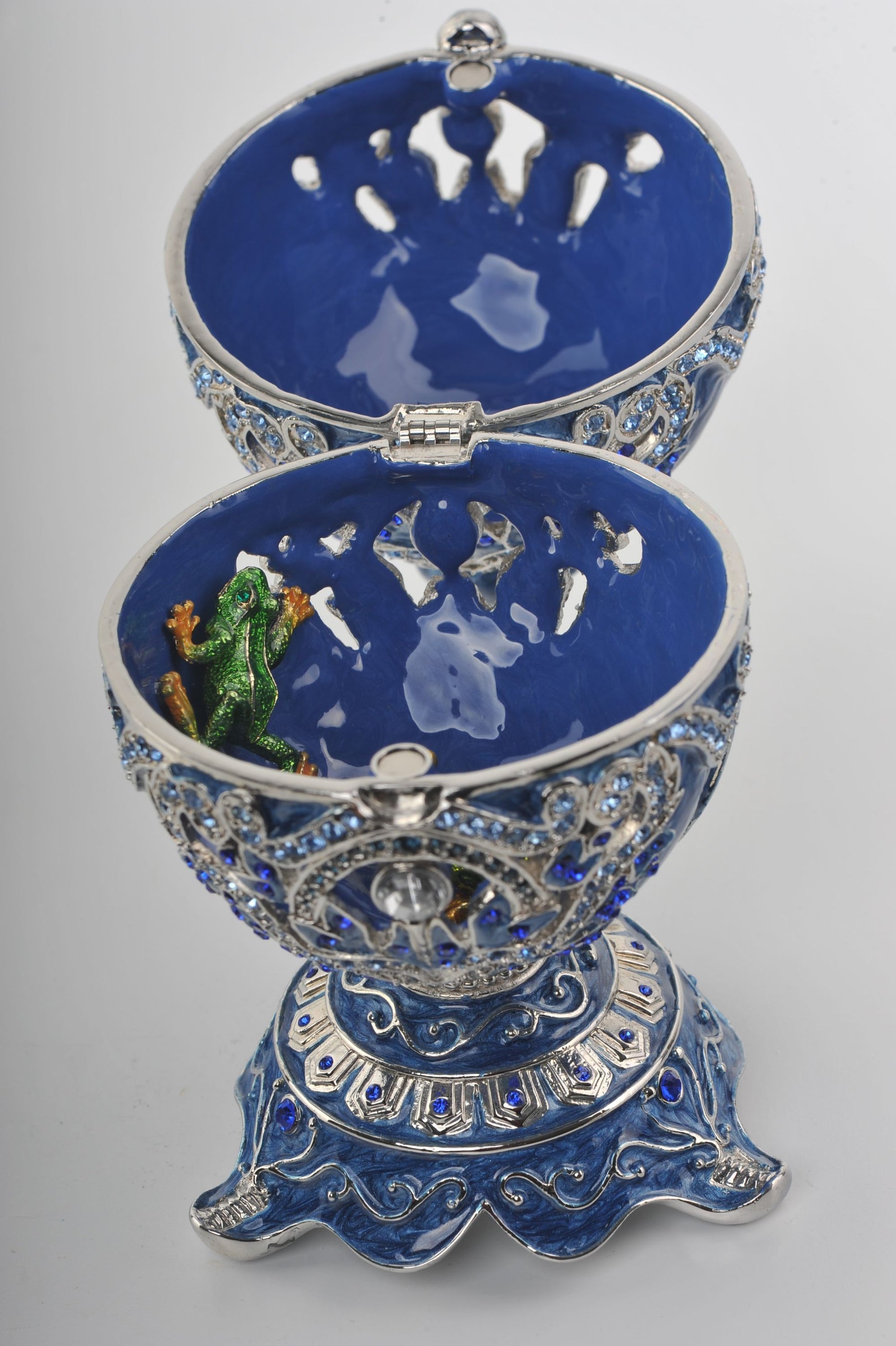 Keren Kopal Blue Faberge Egg with a Green Frogs Inside  191.00