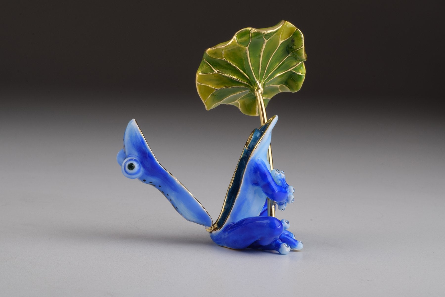 Keren Kopal Blue Frog with Umbrella Trinket Box  76.50