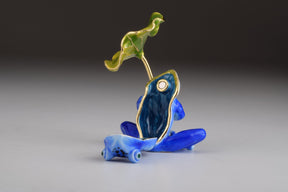 Keren Kopal Blue Frog with Umbrella Trinket Box  76.50