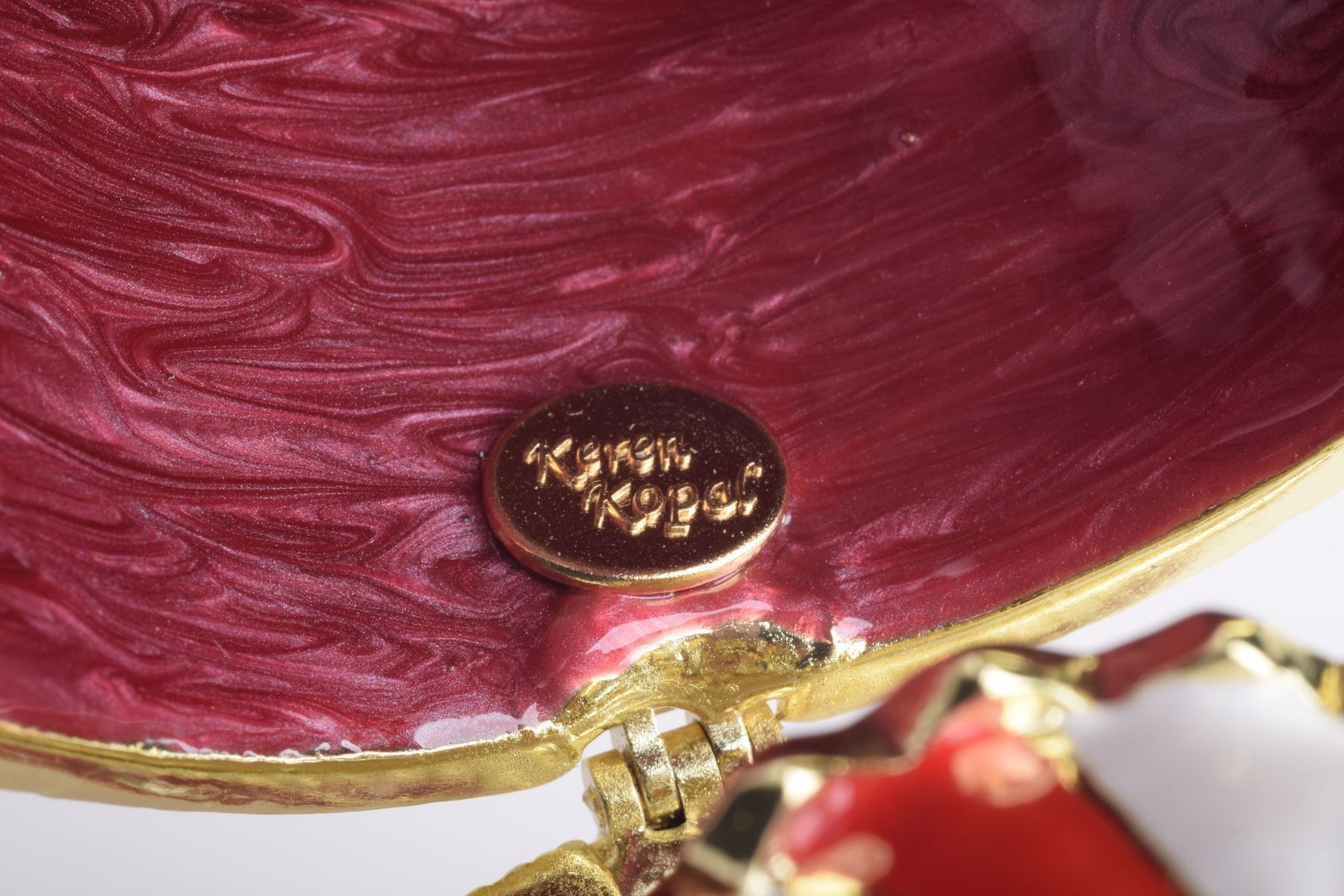 Red Faberge Egg with Horse Carousel Surprise Inside Carousel music box Keren Kopal