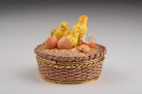 Brown basket with Baby Chicks &eggs