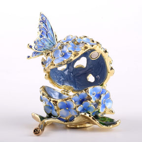 Schmetterling auf Blumen-Blue-Box