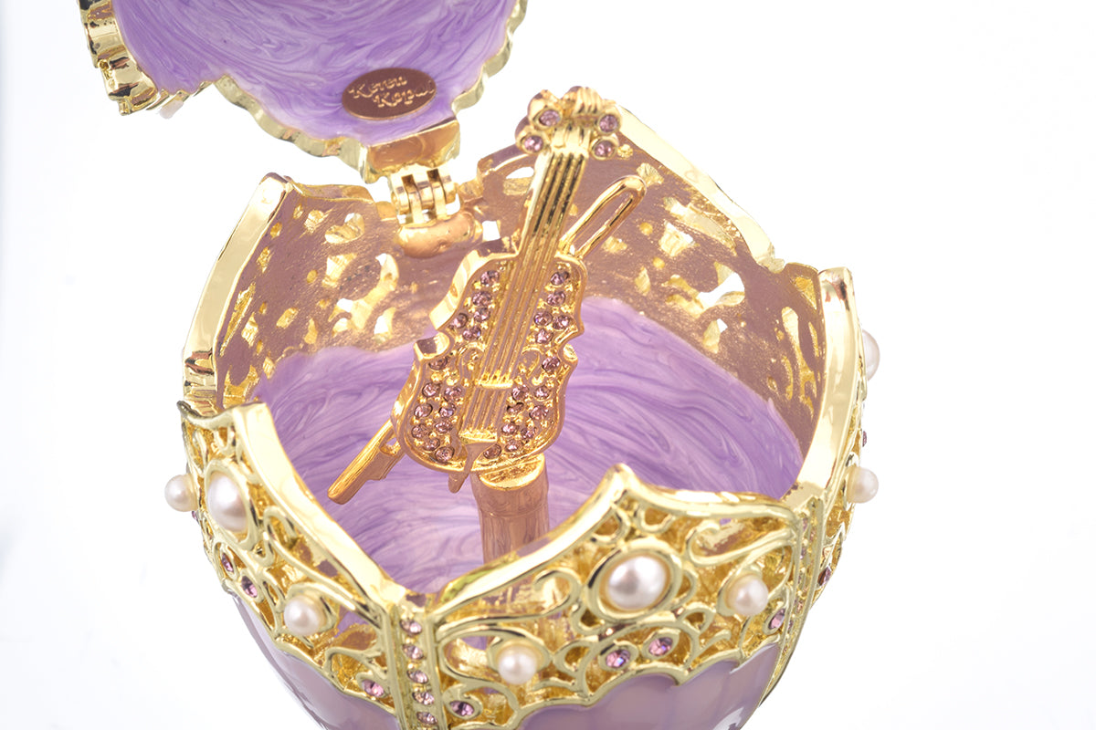 Purple Faberge Egg with Violin Inside