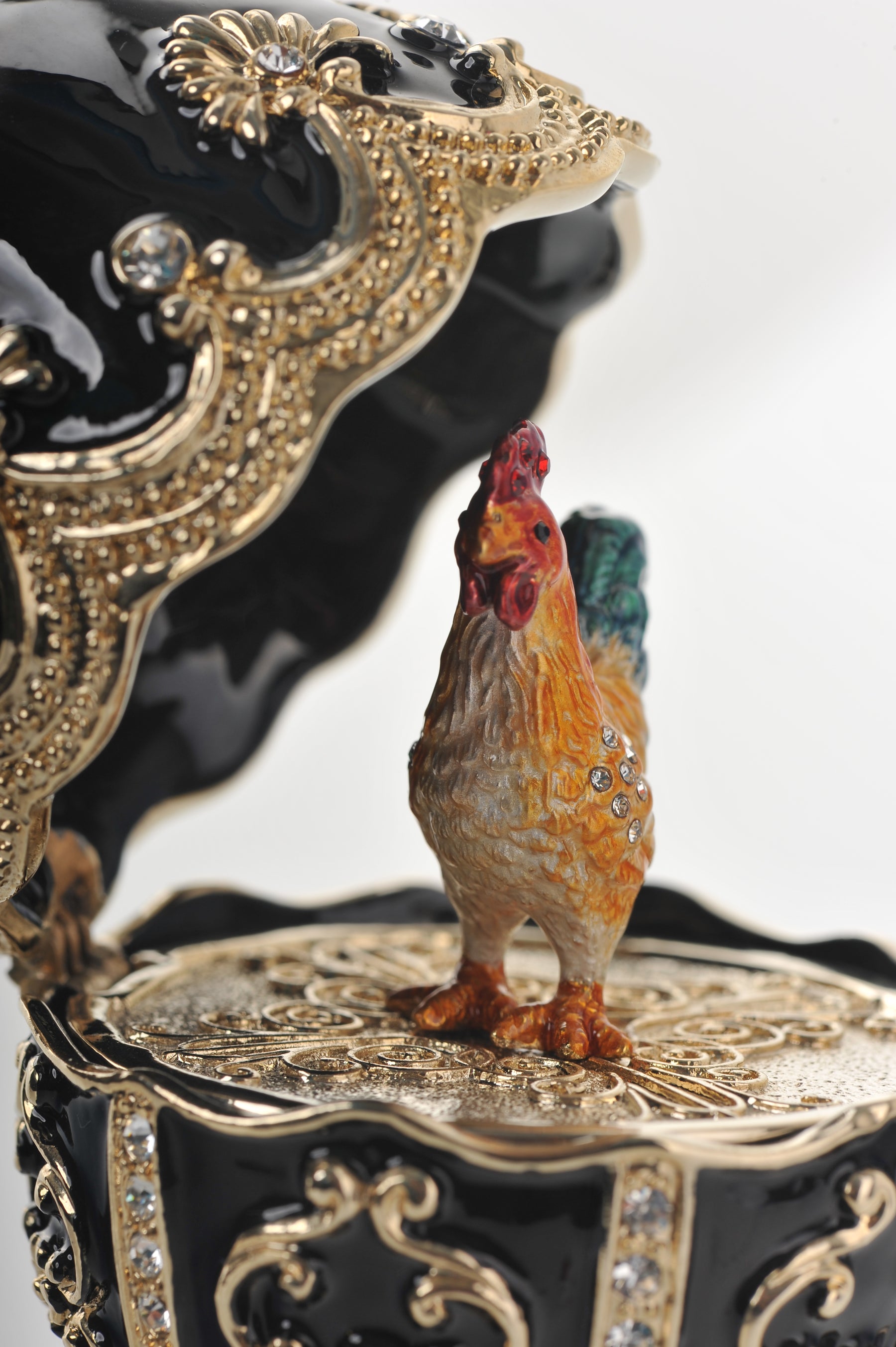 Black Faberge Egg with a Chicken Inside