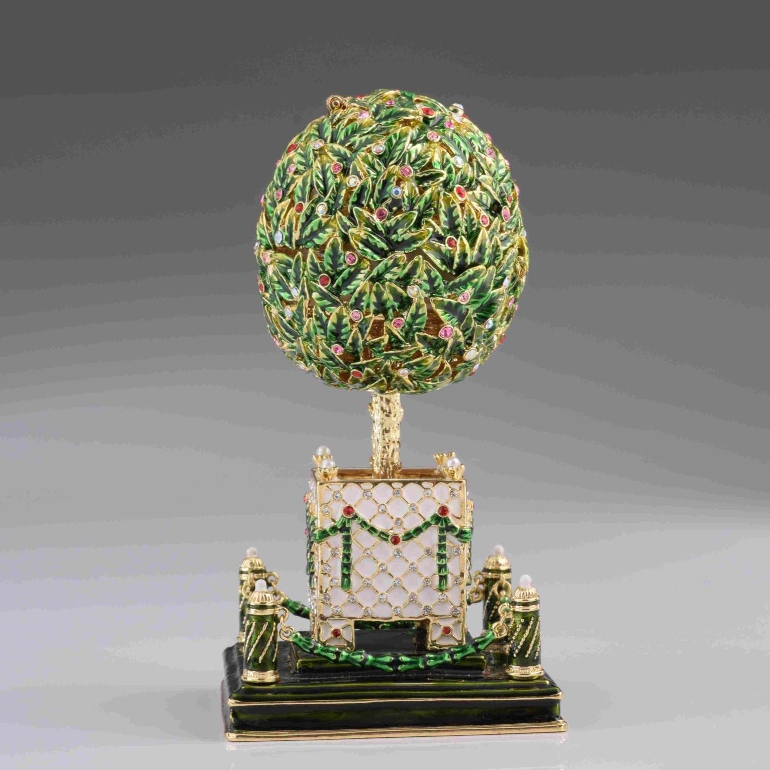 Bay Tree Faberge Egg with Colorful Crystals