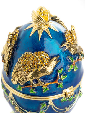 Blue Russian Egg with Eagles Music Playing Egg