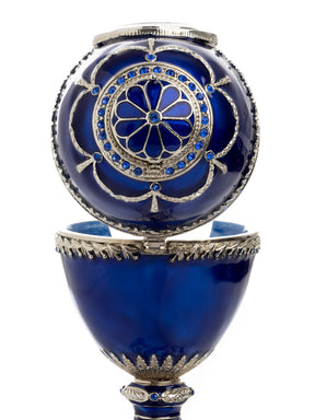 Blue Faberge Egg with a Pearl and a Clock