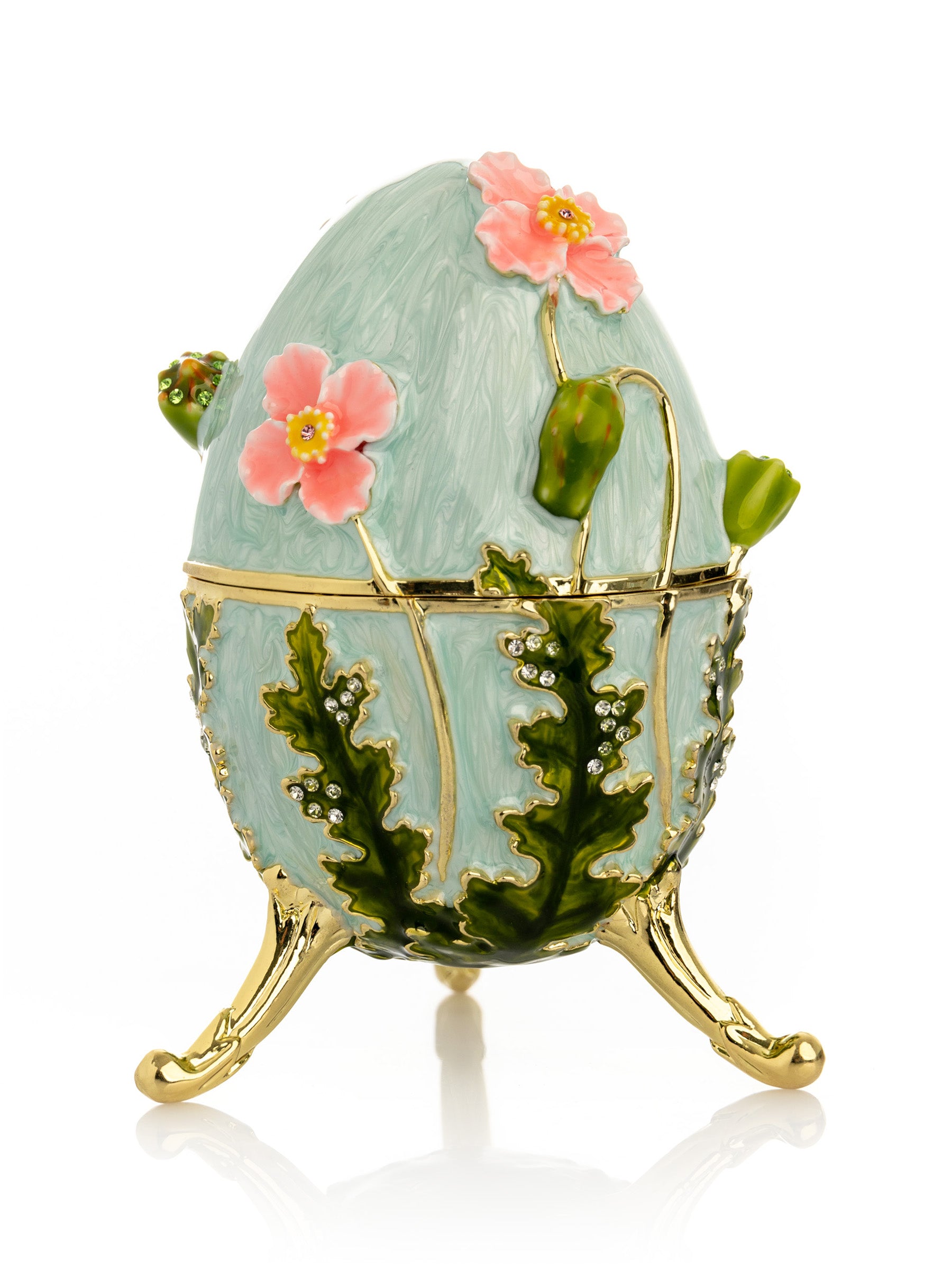 Noir Fabergé Egg avec Silver Frog surprise à l'intérieur