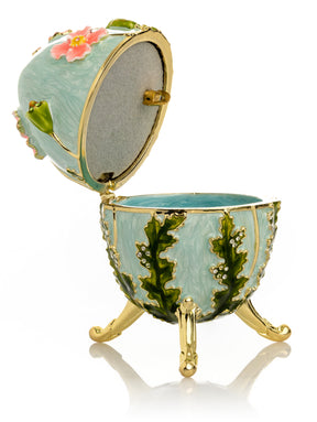 Turquoise Faberge Egg with Flowers