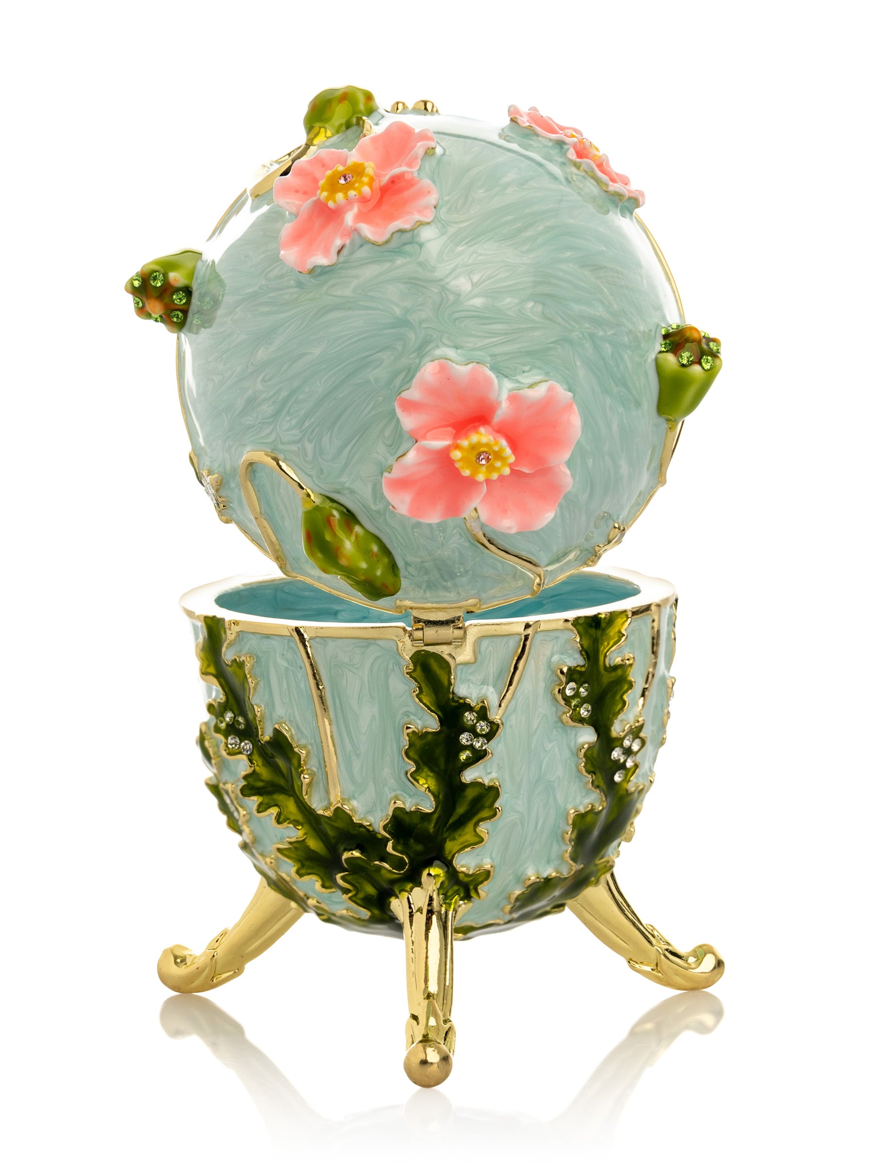 Turquoise Faberge Egg with Flowers