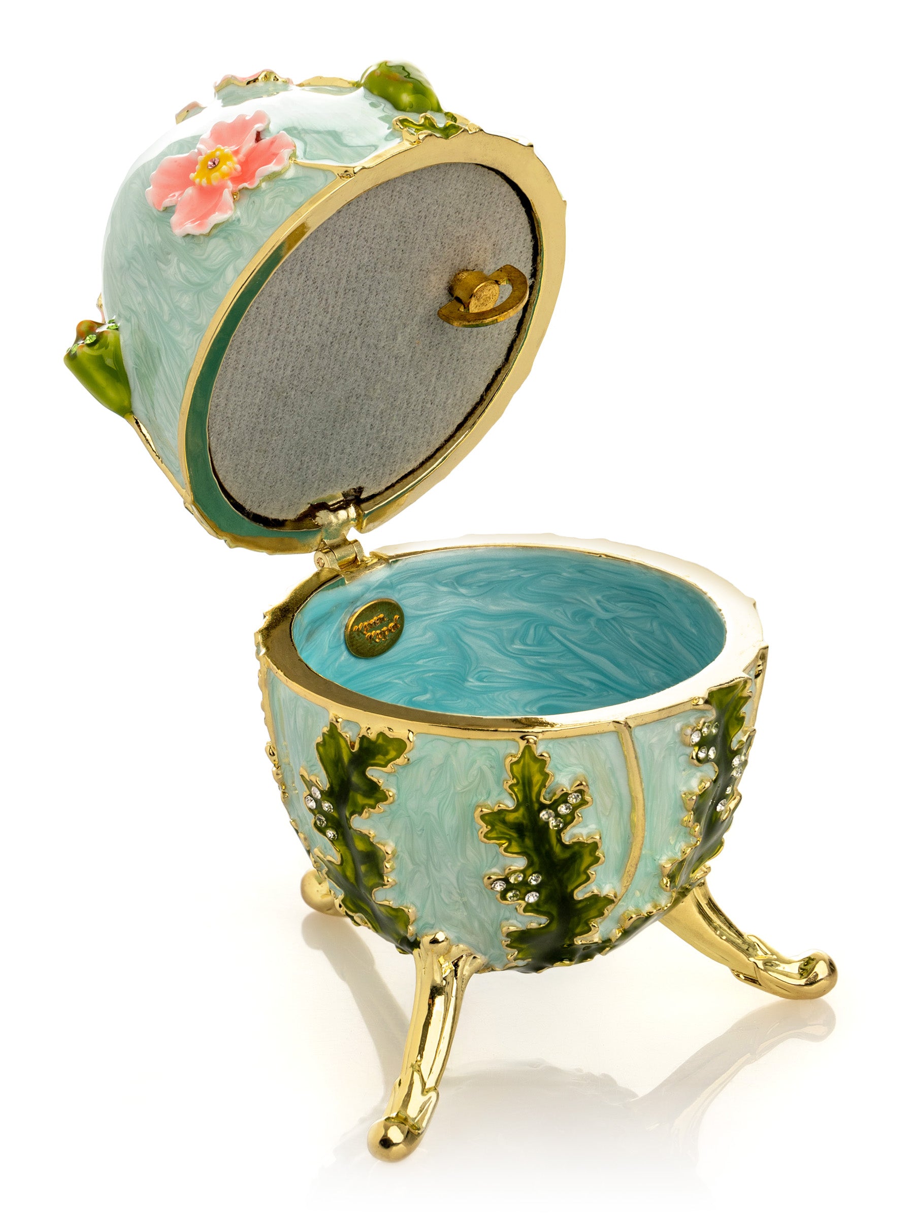 Turquoise Faberge Egg with Flowers