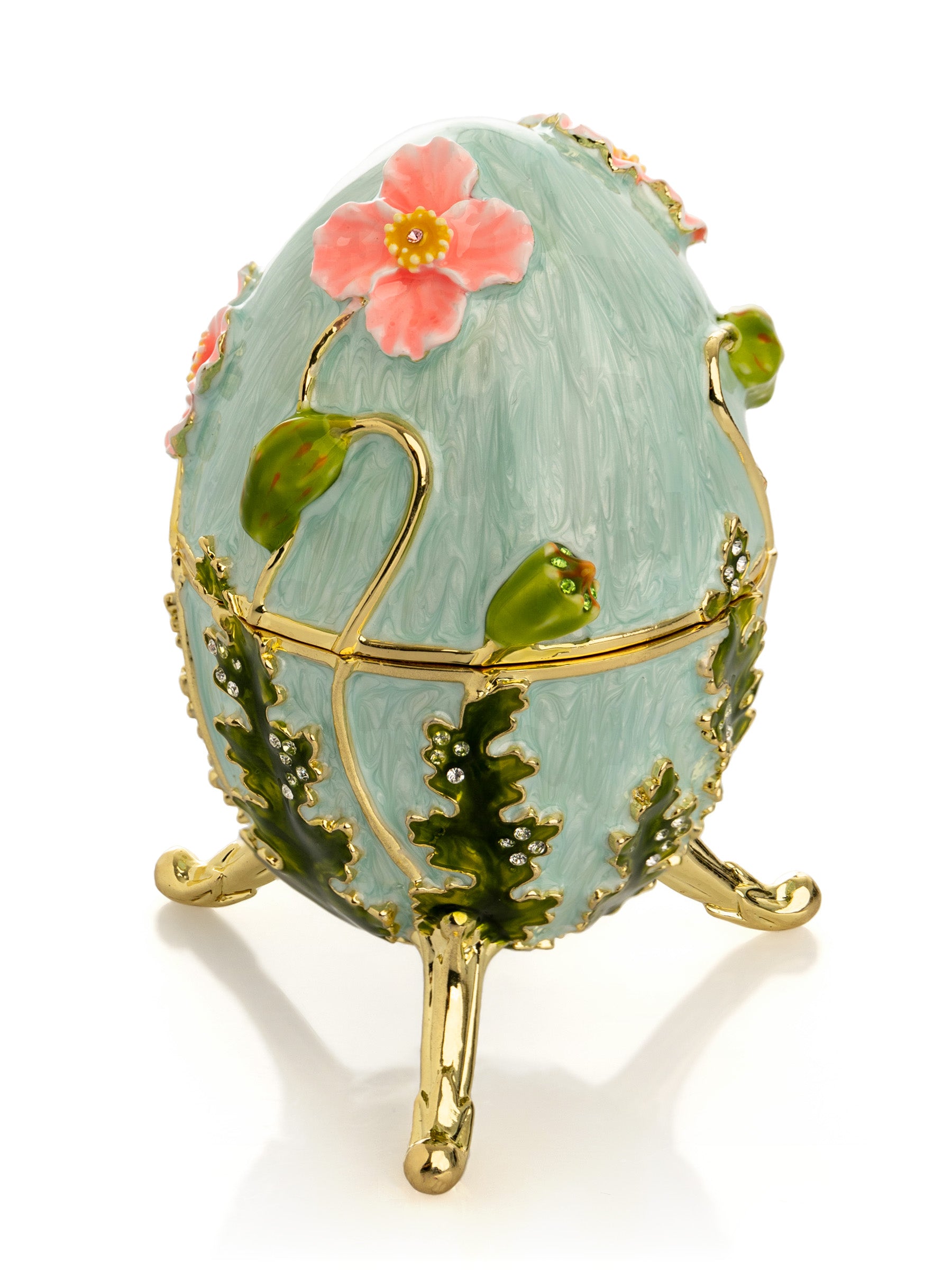 Noir Fabergé Egg avec Silver Frog surprise à l'intérieur