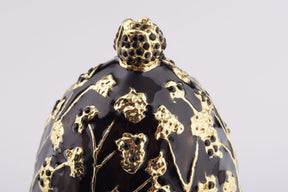 Black Faberge Egg with Silver Frog Surprise Inside Easter Egg Keren Kopal