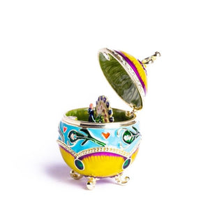 Colorful Decorated Faberge Egg with Peacock Surprise Easter Egg Keren Kopal